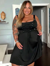 Load image into Gallery viewer, ROSEGAL Plus Size high waist Gothic Buckled Lace Up Midi Dress