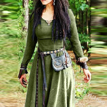 Load image into Gallery viewer, Medieval Dress Women Long Sleeve Maxi Robe Vintage Fairy Elven Dress Renaissance Celtic Viking Gothic Clothing Fantasy Ball Gown