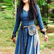 Load image into Gallery viewer, Medieval Dress Women Long Sleeve Maxi Robe Vintage Fairy Elven Dress Renaissance Celtic Viking Gothic Clothing Fantasy Ball Gown