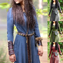 Load image into Gallery viewer, Medieval Dress Women Long Sleeve Maxi Robe Vintage Fairy Elven Dress Renaissance Celtic Viking Gothic Clothing Fantasy Ball Gown