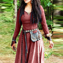 Load image into Gallery viewer, Medieval Dress Women Long Sleeve Maxi Robe Vintage Fairy Elven Dress Renaissance Celtic Viking Gothic Clothing Fantasy Ball Gown