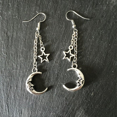 Crescent Moon - Star Earrings
